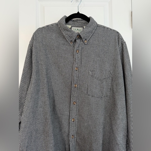 Vintage LL Bean Men’s Flannel Button Down Black White Checkered Size XL - Picture 2 of 11